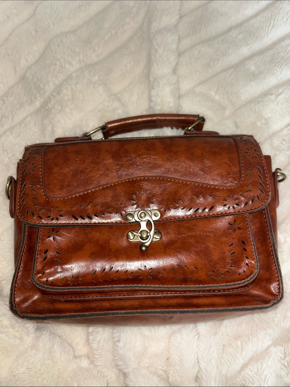 Vintage brown leather beautiful boho purse.. needs strap